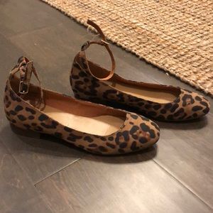 Leopard flats with ankle strap